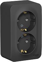 Розетка с заземлением накладная Systeme Electric Blanca 2-м. антрацит картинка